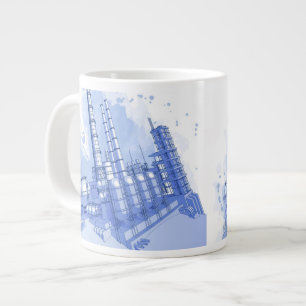 Chemical plant & watercolor background large coffee mug