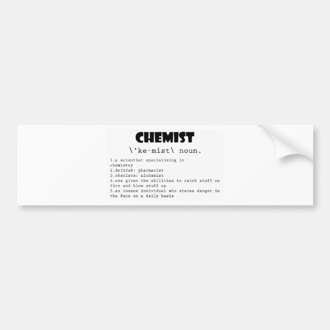 Chemist Definition Bumper Sticker (Front)