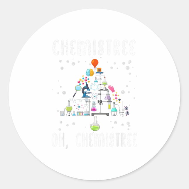 Chemist Oh Chemistree Xmas Tree Science Classic Round Sticker (Front)
