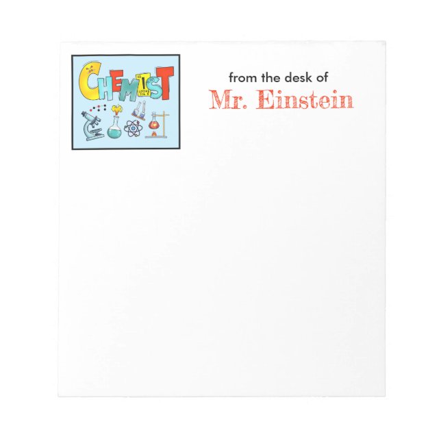 Chemist Teacher Appreciation Gift Personalised Notepad (Front)