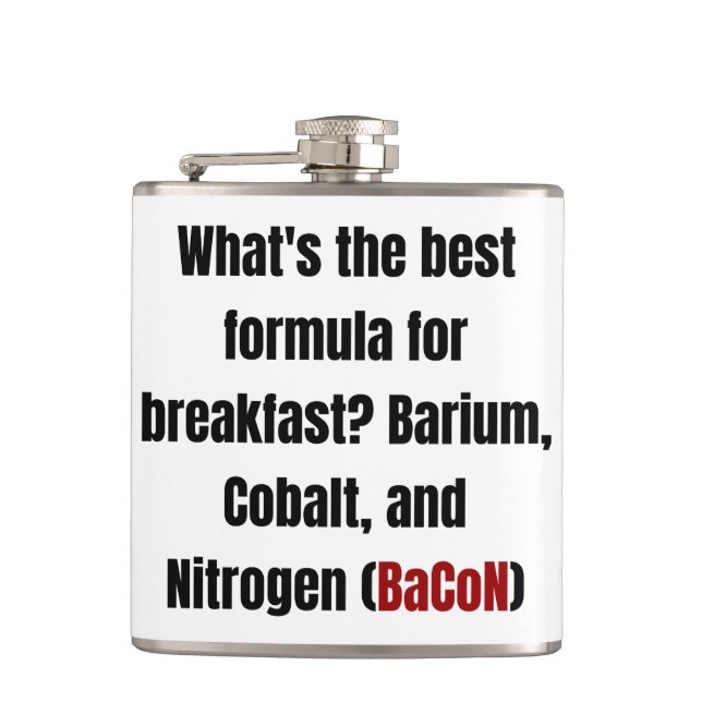 Chemistry Bacon Pun Dad Joke Science Funny Hip Flask (Front)