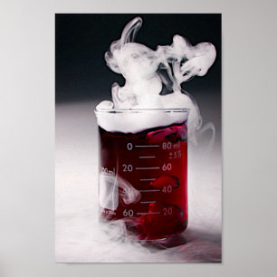 Chemistry Beaker red Liquid, smoke Poster