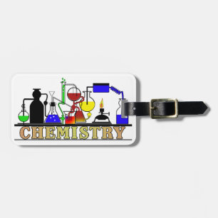 CHEMISTRY BEAKERS AND FLASKS LOGO LUGGAGE TAG