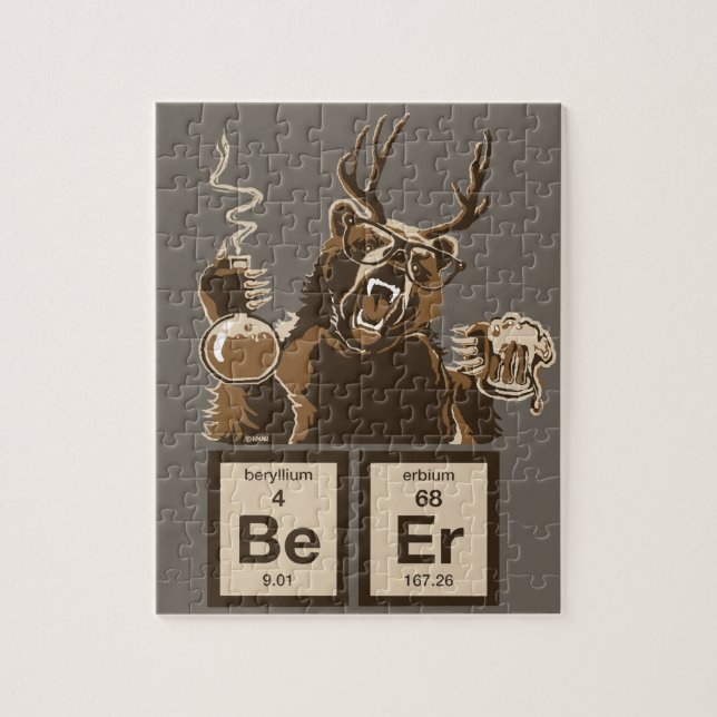 Chemistry bear discovered beer jigsaw puzzle (Vertical)