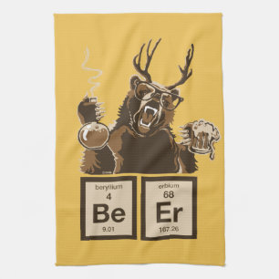 Chemistry bear discovered beer tea towel