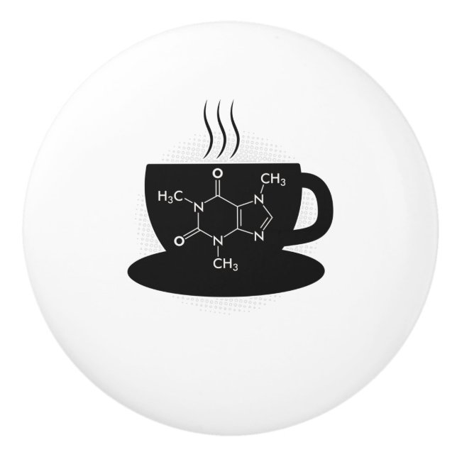 Chemistry Caffeine Molecule Ceramic Knob (Front)