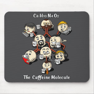 Chemistry Caffeine Molecule Funny Science Geek Cof Mouse Pad