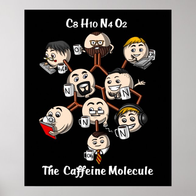 Chemistry Caffeine Molecule Science Coffee Geek Poster (Front)
