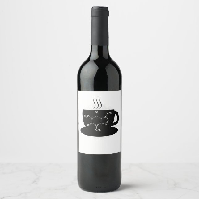 Chemistry Caffeine Molecule Wine Label (Front)