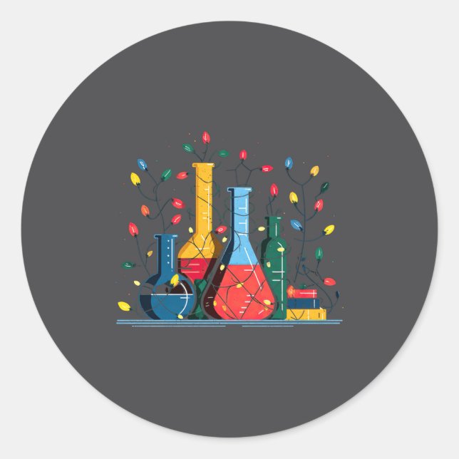 Chemistry Christmas Lights Lover Chemist Science L Classic Round Sticker (Front)