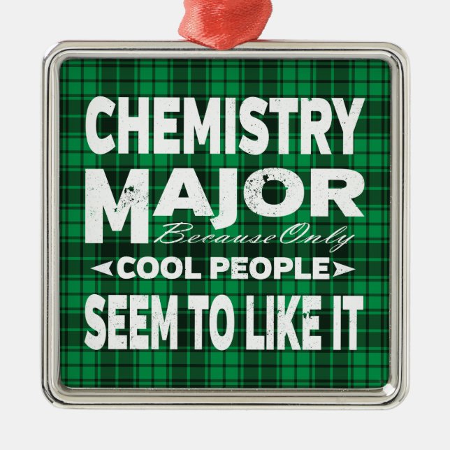 Chemistry College Major Student Green Plaid Metal Ornament (Front)