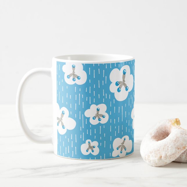 Chemistry Design With Clouds and Methane Molecules Coffee Mug (With Donut)