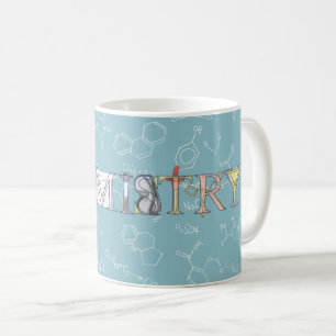Chemistry diagram and typography blue coffee mug