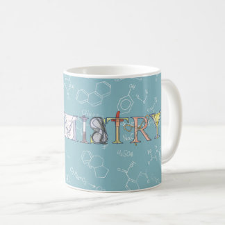 Chemistry diagram and typography blue coffee mug
