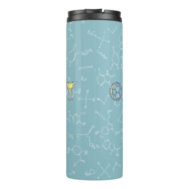 Chemistry diagram and typography blue  thermal tumbler (Back)