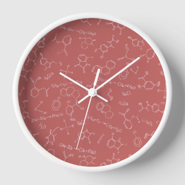 Chemistry diagram design dusky pink clock (Front)