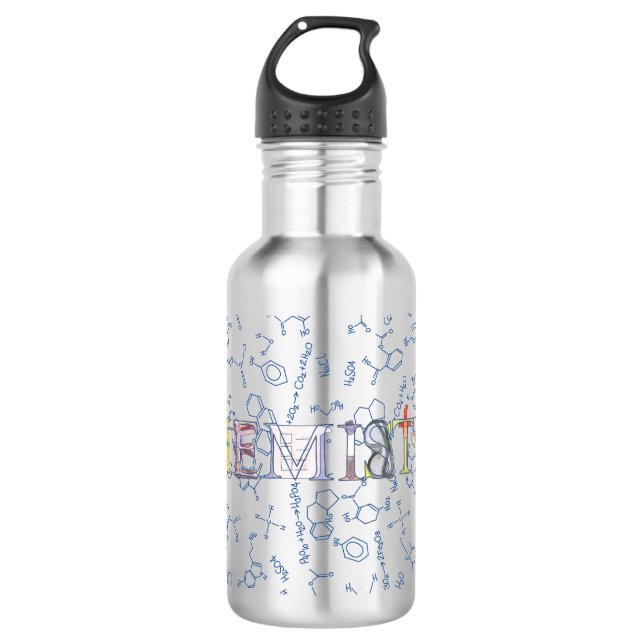 Chemistry diagram pattern and typography 710 ml wa water bottle (Front)