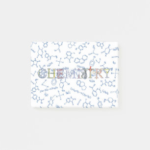 Chemistry diagram pattern and typography post-it n notes