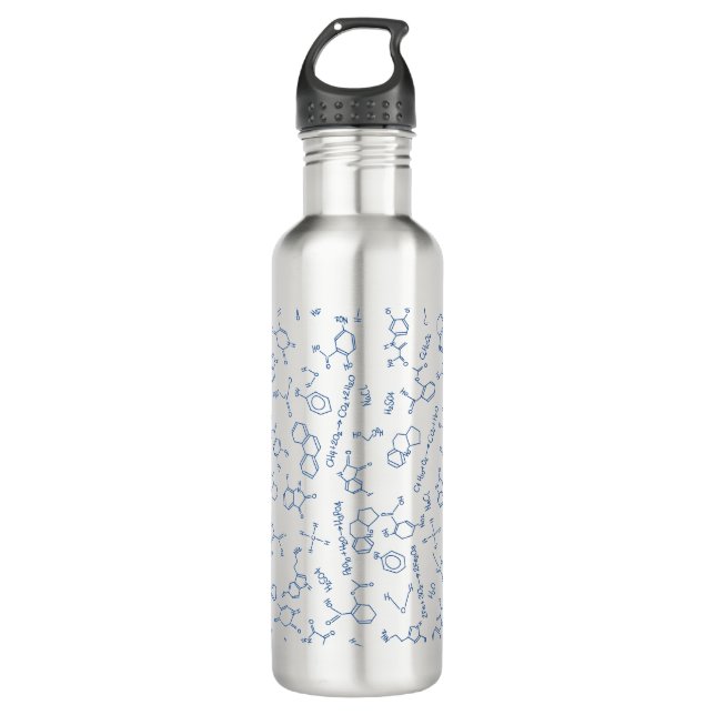 Chemistry diagram pattern blue 710 ml water bottle (Front)