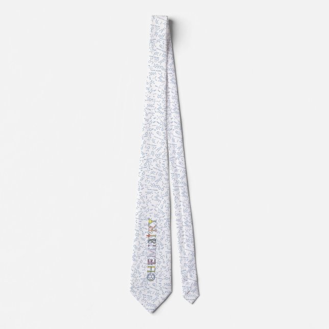 Chemistry diagram pattern typography blue  tie (Front)