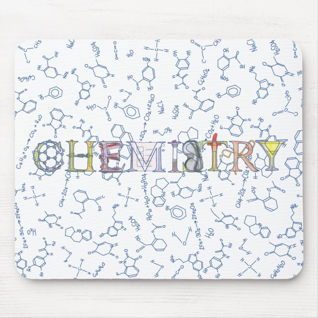Chemistry diagram pattern typography mouse mat (Front)