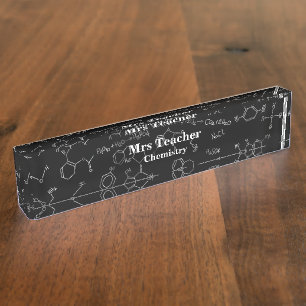 Chemistry diagram pattern white on black nameplate