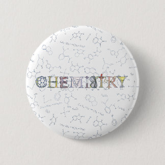 Chemistry diagrams and typography design 6 cm round badge