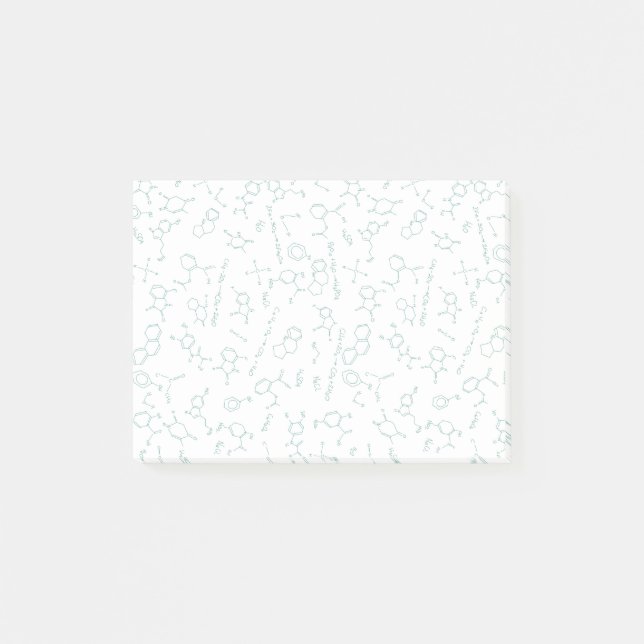 Chemistry diagrams design in green post-it notes (Front)