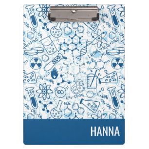Chemistry Doodle Pattern Personalised Name Clipboard