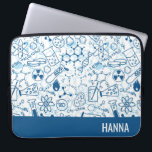 Chemistry Doodle Pattern Personalised Name Laptop Sleeve<br><div class="desc">Introducing our Chemistry Doodle Neoprene Laptop Sleeve for 15-inch devices, where science meets style! Elevate your tech protection with this sleek accessory, adorned with playful molecular structures, beakers, and atoms. Crafted from premium neoprene, it offers superior shock absorption and water resistance to keep your laptop safe from everyday hazards. Your...</div>