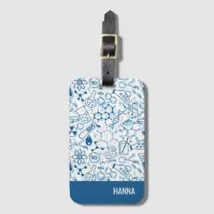 Chemistry Doodle Pattern Personalised Name Luggage Tag
