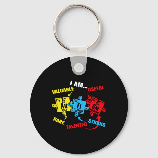 Chemistry Elements Periodic Table Puzzle Autism Aw Key Ring (Front)
