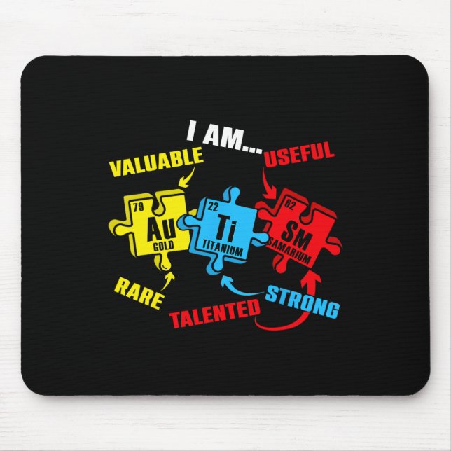 Chemistry Elements Periodic Table Puzzle Autism Aw Mouse Pad (Front)