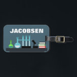 Chemistry Equipment Science  Luggage Tag<br><div class="desc">Laboratory equipment used in chemistry is on a desk on a grey background which makes a fun scientific design.</div>