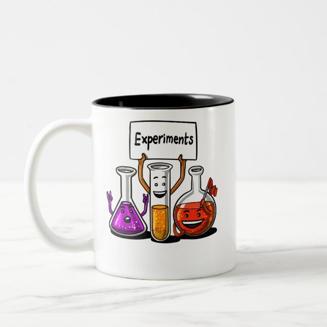 Chemistry Experiments Funny Science Joke Two-Tone Coffee Mug (Left)