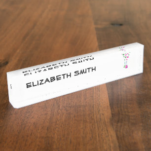 Chemistry Flask, Lab Glassware, Heart - Pink Green Nameplate