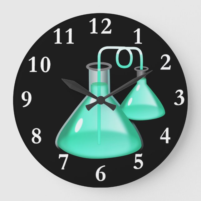 Chemistry Flasks Round Wall Clock (Front)