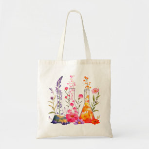 Chemistry Floral Beakers Laboratory equipment Tote Bag