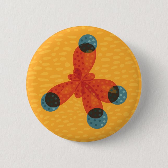 Chemistry Geek Orange Methane Molecule 6 Cm Round Badge (Front)