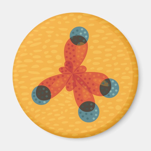 Chemistry Geek Orange Methane Molecule Magnet (Front)