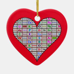 Chemistry Heart Elements Ceramic Ornament