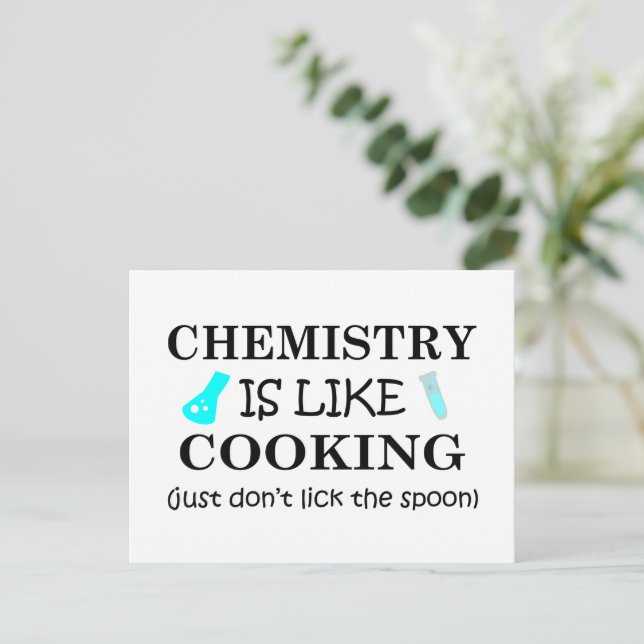 chemistry is like cooking don't lick the spoon holiday postcard (Standing Front)