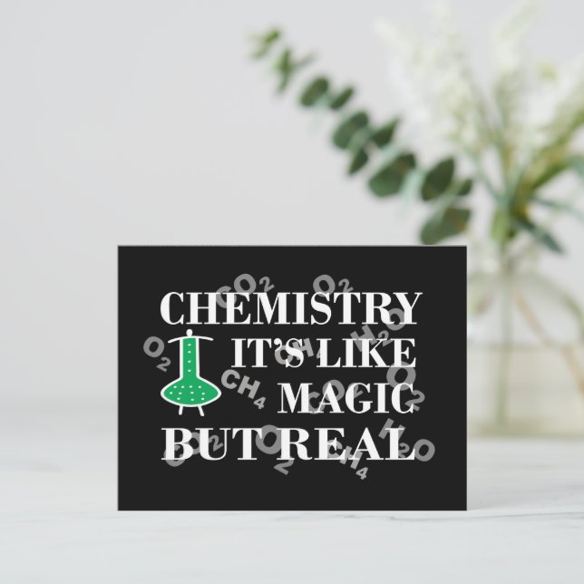 Chemistry is like magic but real holiday postcard (Standing Front)
