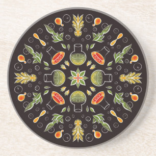 Chemistry Lab Science Botanical Pattern Coaster