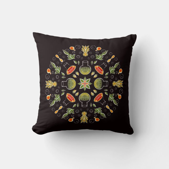 Chemistry Lab Science Botanical Pattern Cushion (Front)