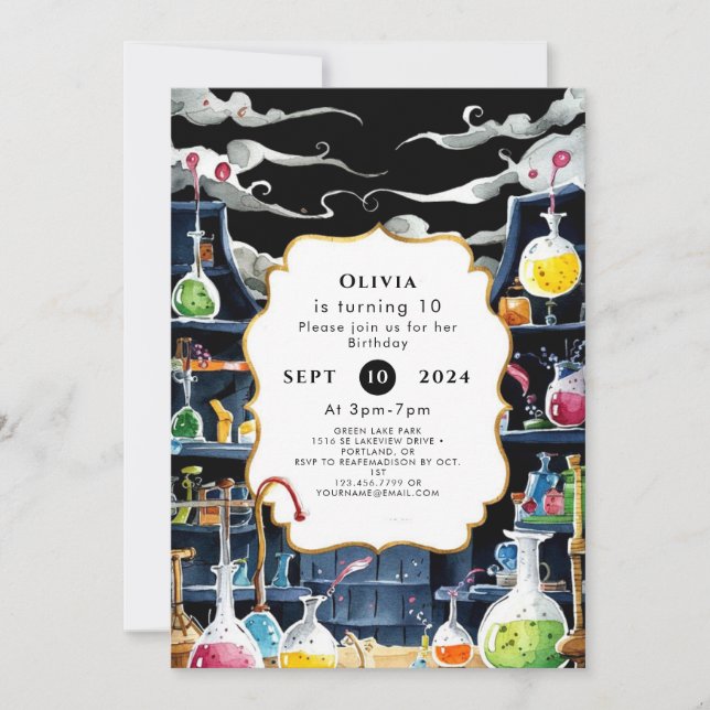 Chemistry Lab Scientist Birthday Invitation (Front)
