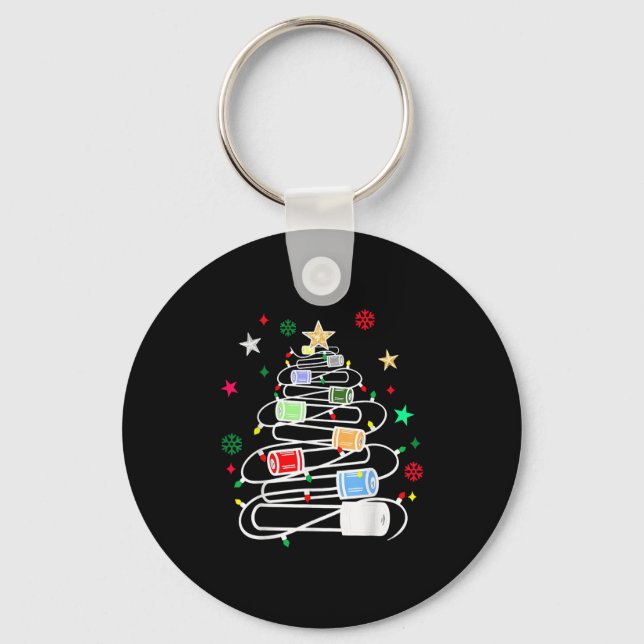 Chemistry Lab Scientist Phlebotomist Christmas Tes Key Ring (Front)