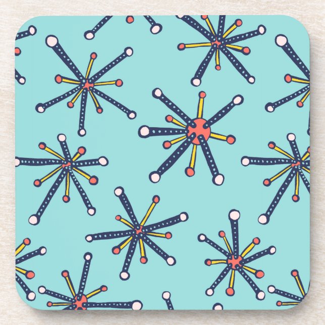 Chemistry Molecule Retro Modern Abstract Pattern Coaster (Front)