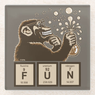 Chemistry monkey discovered fun glass coaster