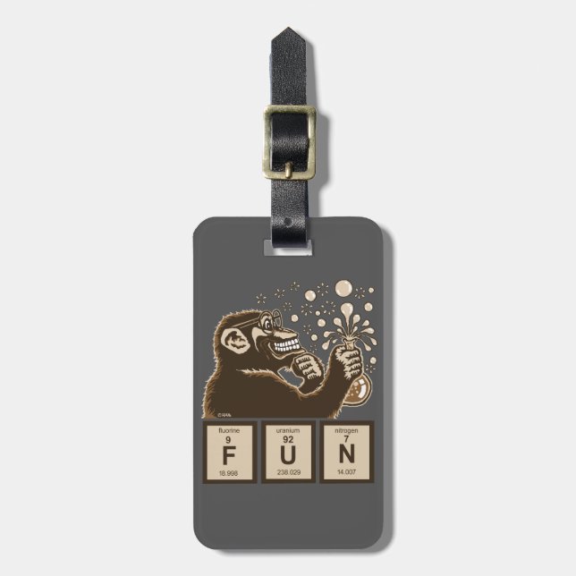 Chemistry monkey discovered fun luggage tag (Front Vertical)